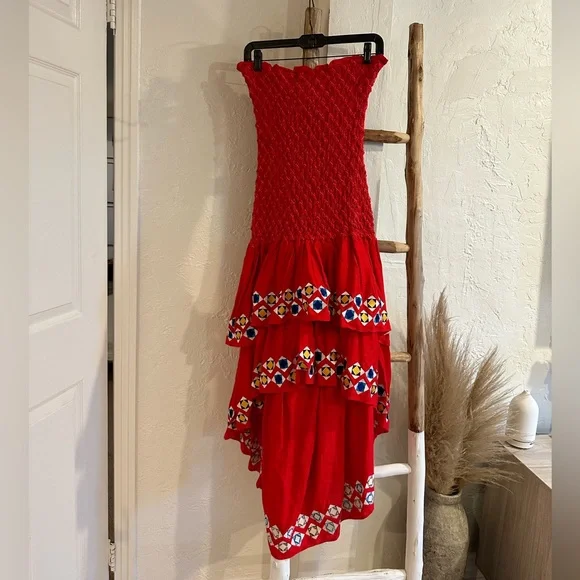 Alexis Revada Dress in Red Geometric Embroidery Size Large NWT - Picture 6 of 11